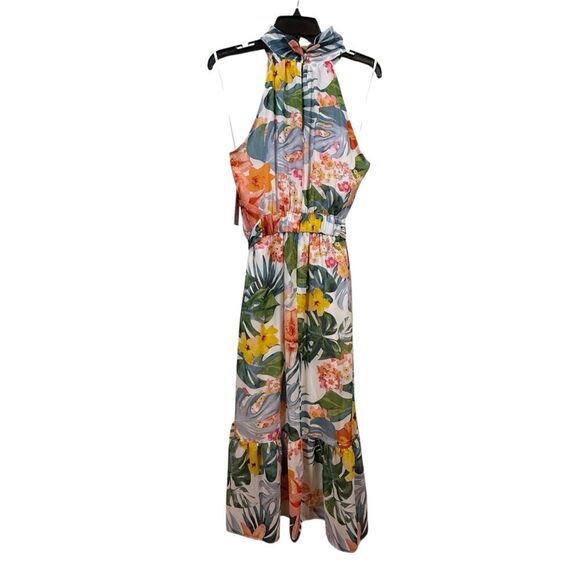 NWT Eliza J Floral High Neck Sleeveless Dress With Belt Size 12 MSRP $148 - Picture 6 of 10